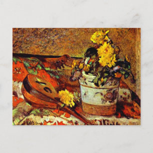 Cartão Postal Gauguin - Mandolina e Flores-1883