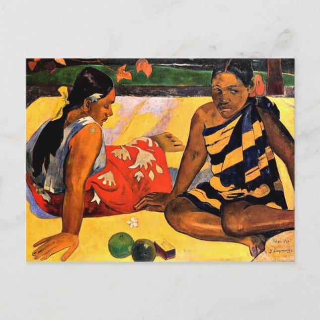 Cartão Postal Gauguin - O que há de novo? Pintura de Paul Gaugui (Frente)