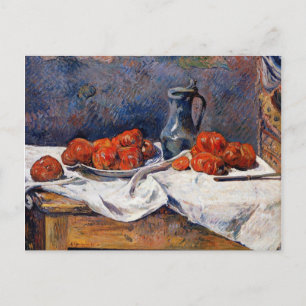 Cartão Postal Gauguin - Tomates e Pewter Tankard em uma Mesa