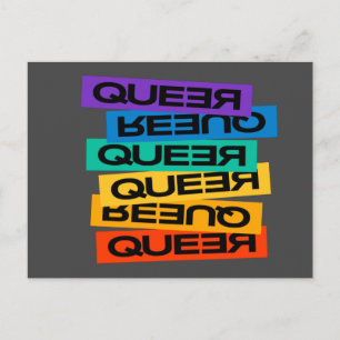 Cartão Postal Gay de orgulho de rainha com cor arco-íris