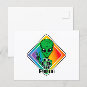 Cartão Postal Gay Demais Para OVNI Alienígena Engraçado Da Terra