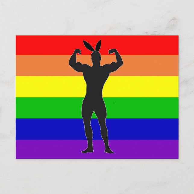 Cartão Postal Gay Gym Bunny Pride (Frente)