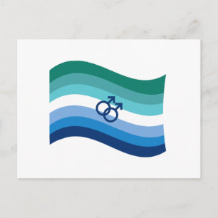 Cartão Postal Gay Male Love Pride Azure Wavy Flag