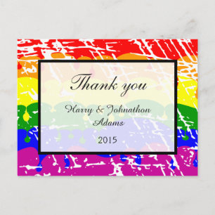 Cartão Postal Gay Rainbow Freedom Flag Weding Obrigado