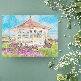 Cartão Postal Gazebo Pintado de Branco em Cape Cod