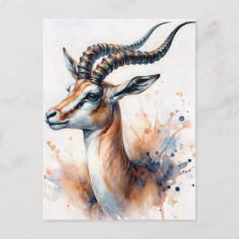 Cartão Postal Gazelle Watercolor Portrait
