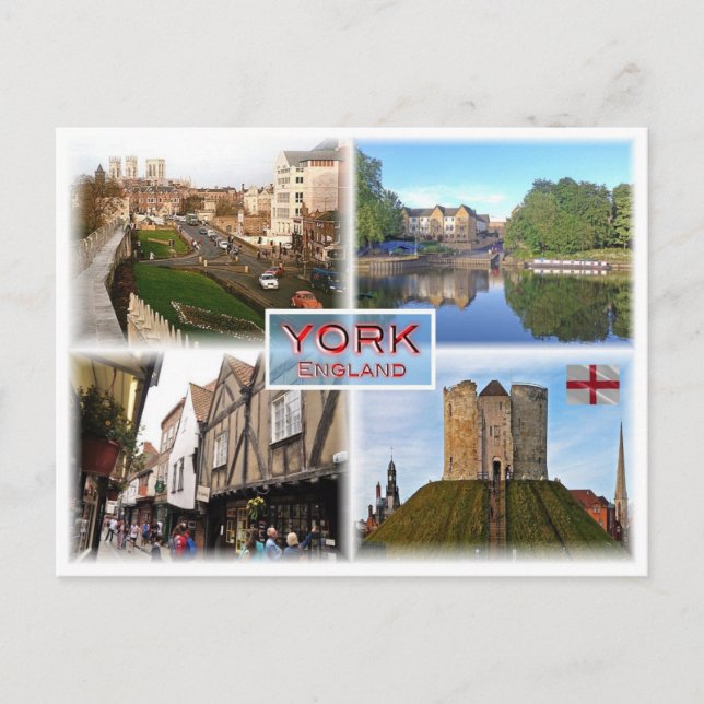 Cartão Postal GB York ^ Walls and Minster - River Ouse - Shamble (Frente)