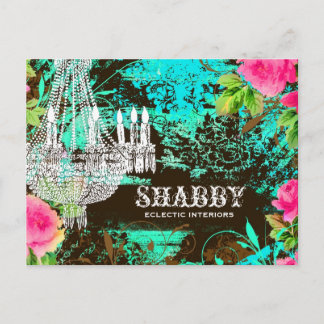 Cartão Postal GC Shabby Aqua Garden Couture Chandelier