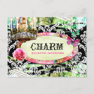 Cartão Postal GC Shabby Vintage Charm Black Damask