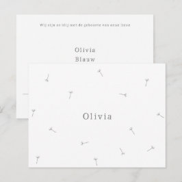 Cartão Postal Geboortekaartje Baby Neutraal Lijntekening Bloemen