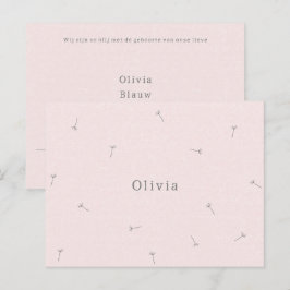 Cartão Postal Geboortekaartje Baby Neutraal Lijntekening Bloemen