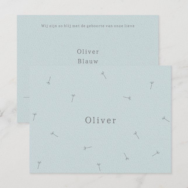 Cartão Postal Geboortekaartje Baby Neutraal Lijntekening Bloemen (Frente/Verso)