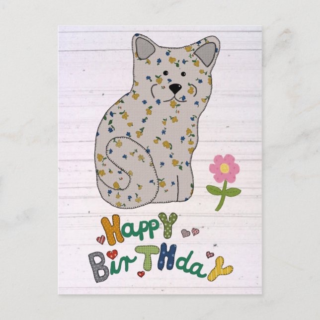 Cartão Postal Geburtstag mit Katze (Frente)
