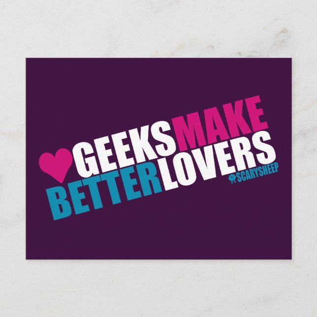 Cartão Postal Geeks Fazem Melhores Amantes (Frente)