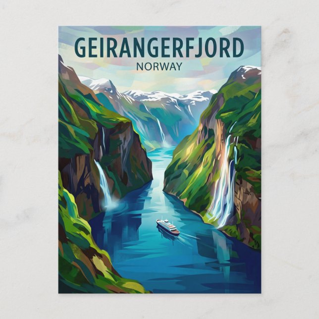 Cartão Postal Geirangerfjord Noruega (Frente)