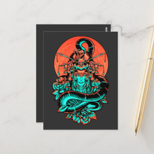 Cartão Postal Geisha Tattoo queimou laranja e preto
