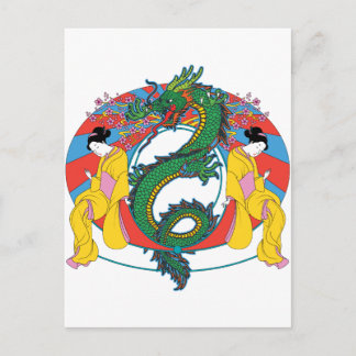 Cartão Postal Geishas com Dragon