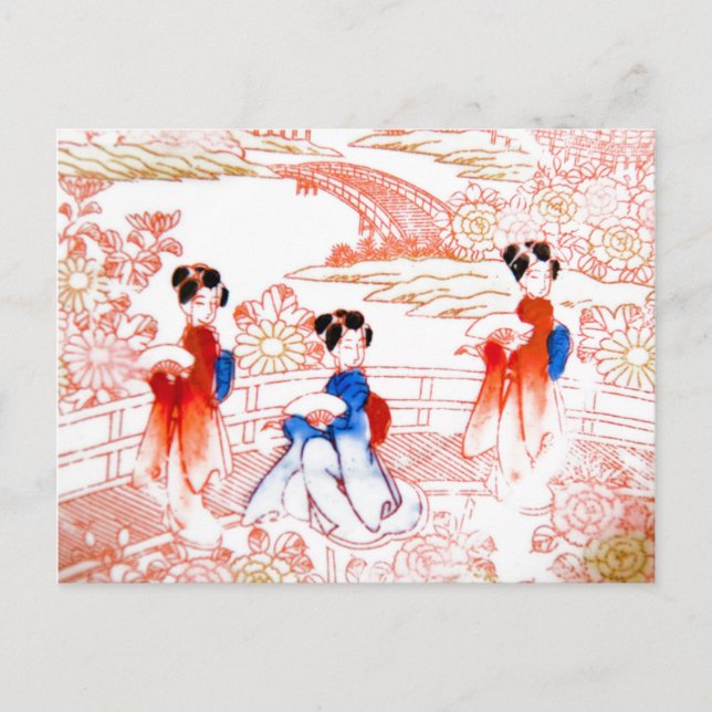 Cartão Postal Geishas no jardim (Frente)