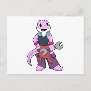 Cartão Postal Geko como Mecânico com Chave de Fenda