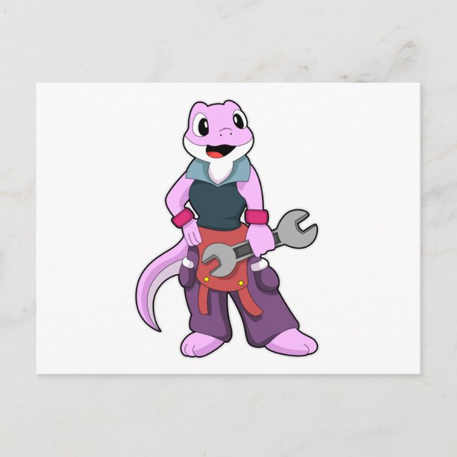 Cartão Postal Geko como Mecânico com Chave de Fenda (Frente)