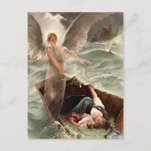 Cartão Postal Gel de protecção mar mãe e menino Karl Raupp