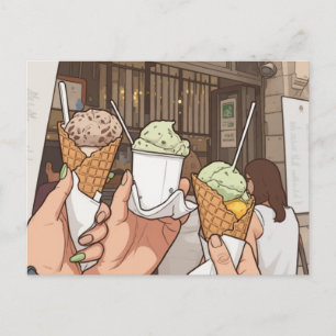 Cartão Postal Gelato ao estilo italiano em waffle
