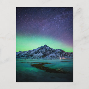 Cartão Postal Gelo e neve   Aurora Borealis Via Látea Islândia