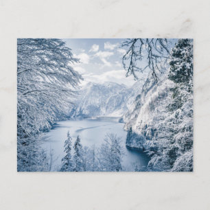 Cartão Postal Gelo e neve Lago Königssee, Alemanha