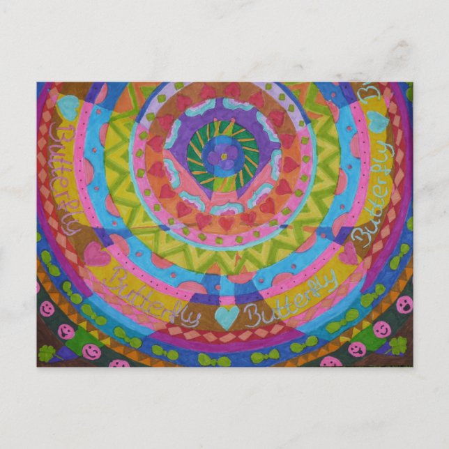 Cartão Postal gemalter Schmetterling mit Hintergrund (Frente)