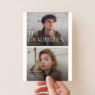 Cartão Postal Gêmeos com Dobradiça Foto de Formatura Obrigado