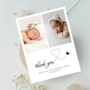 Cartão Postal Gêmeos de Bebê Chuveiro de Bebê Minimalista 2 Foto