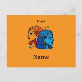 Cartão Postal Gêmeos Signo do Zodíaco Pop Art - Gêmeos Celestiai