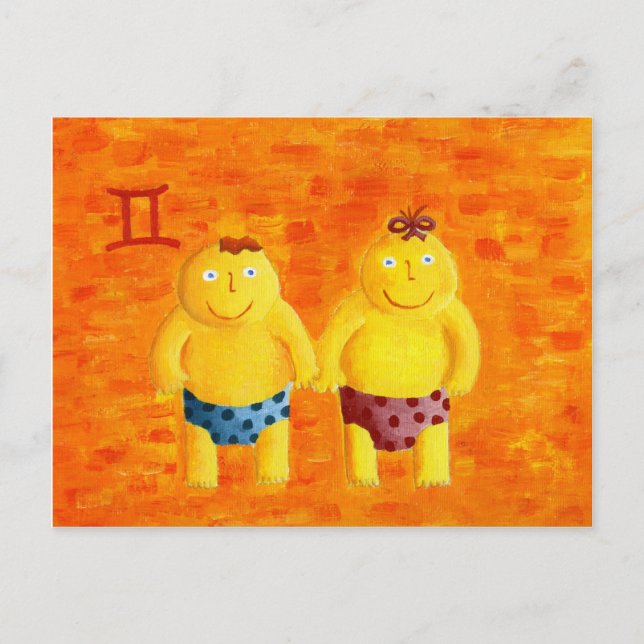 Cartão Postal Gemini Horiscope Zodiac - Sinal de Estrela (Frente)