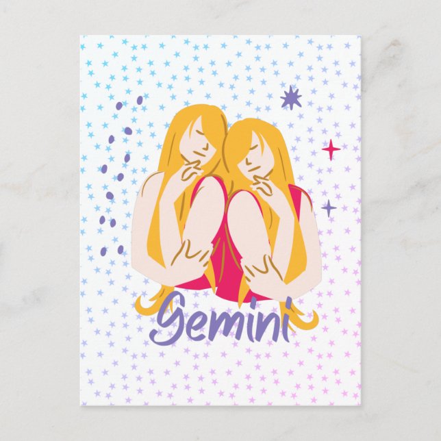 Cartão Postal Gemini Moderno Twins Zodiac (Frente)