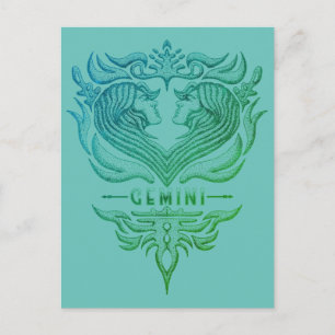 Cartão Postal Gemini Twins Emblem