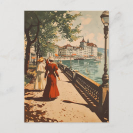 Cartão Postal Genebra Lakeside Vintage