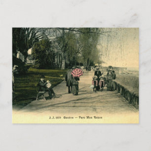 Cartão Postal Genebra Suíça Parc Mon Repos década de 1910