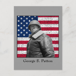 Cartão Postal General Patton e a bandeira americana