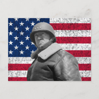 Cartão Postal General Patton e a bandeira americana