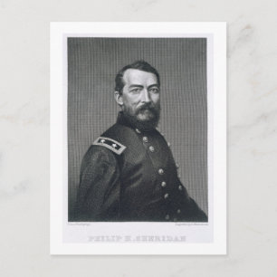 Cartão Postal General Philip Sheridan, gravado a partir de uma f