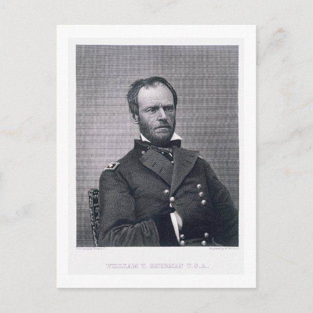 Cartão Postal General William Tecumseh Sherman, gravado após um (Frente)