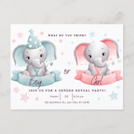 Cartão Postal gênero revela elefante fofo do partido, ele ou ela