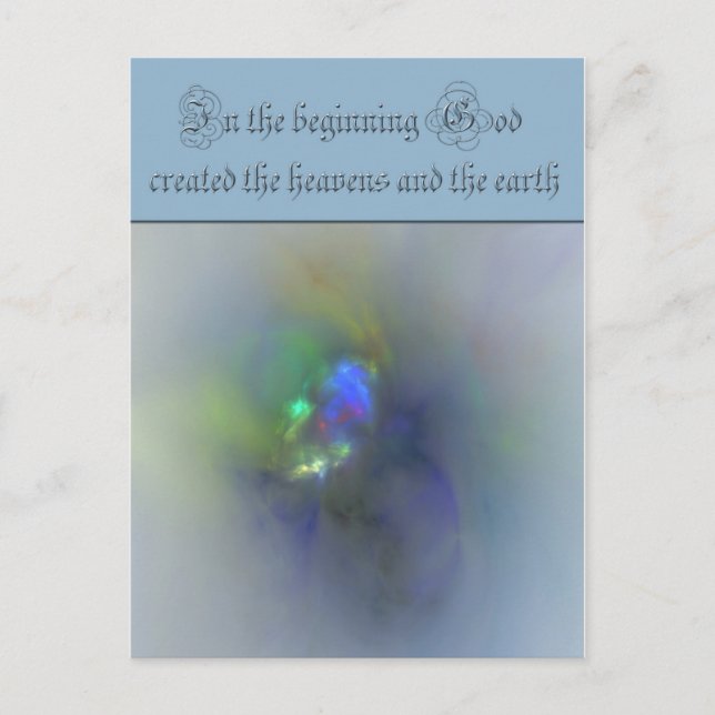 Cartão Postal Gênesis 1 No começo Deus criou os céus (Frente)