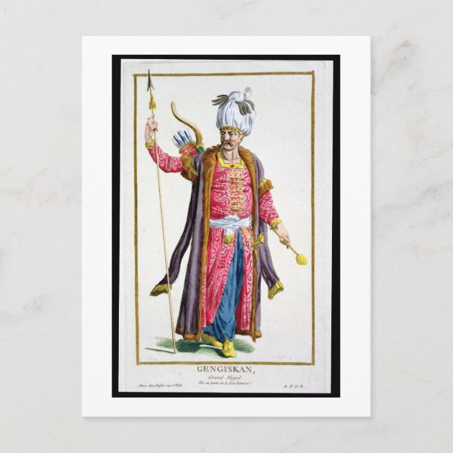 Cartão Postal Genghis Khan (c.1162-1227) de "Receuil des Estam (Frente)
