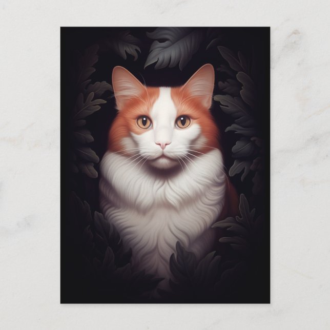 Cartão Postal Gengibre bonito entre folhas (Frente)