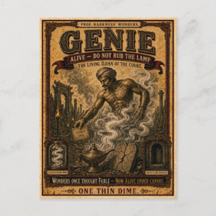 Cartão Postal Gênio, Monstro de Circo Vintage