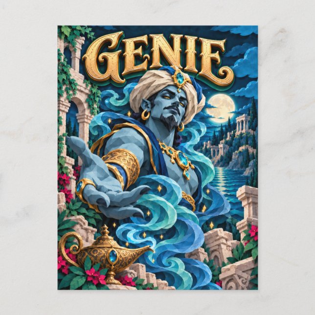 Cartão Postal Gênio, Monstro de Corte de Papel (Frente)