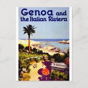Cartão Postal Génova e Riviera italiana, Itália, viagens vintage