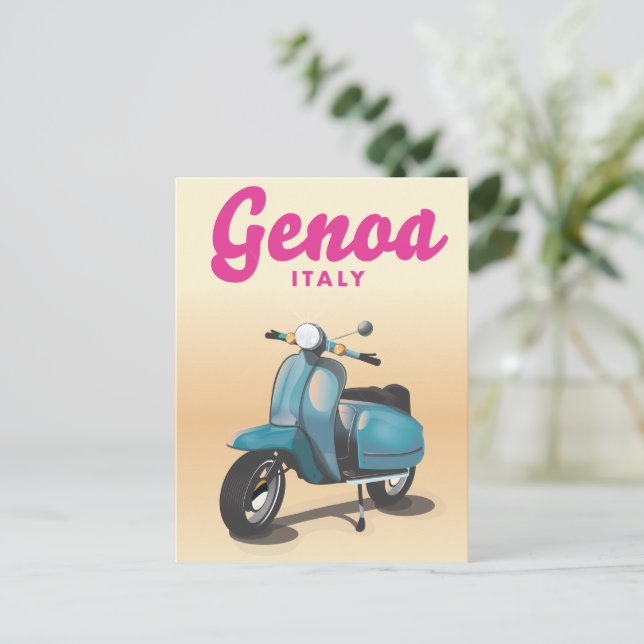 Cartão Postal Gênova Itália scooter (Em pé/Frente)