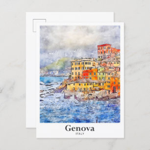 Cartão Postal Genova Itália Viagem Watercolor Sketch Drake